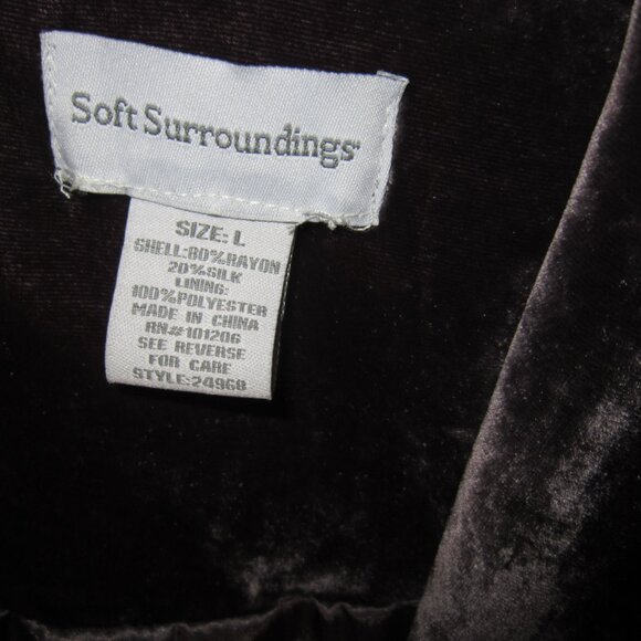 Soft Surroundings L Silk Velvet Duster Coat Jacket Victorian Flare Midi Pockets - Picture 4 of 4